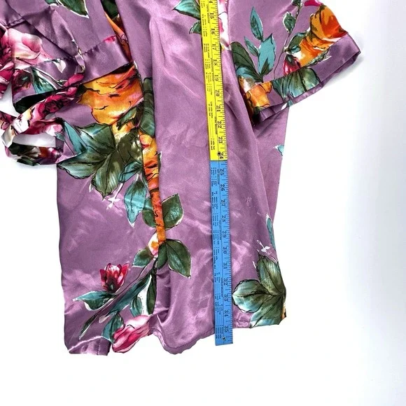 Floral Kimono Robe Romantic Coquette Cottagecore Bridal Loungewear Silky Feel - Picture 8 of 14